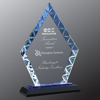 7.5" Clear Diamond Accent Glass on Blue & Black Base Award – item ACG11BU image 2