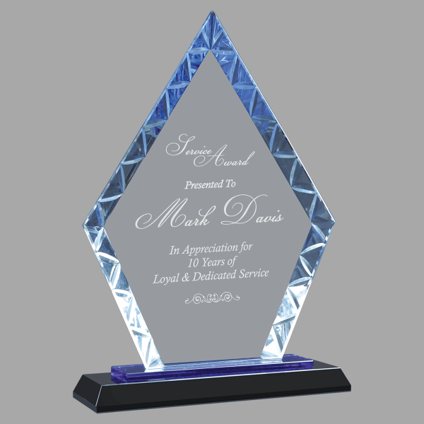 9" Clear Diamond Accent Glass on Blue & Black Base Award – item ACG13BU image 4