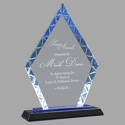 9" Clear Diamond Accent Glass on Blue & Black Base Award – item ACG13BU image 4