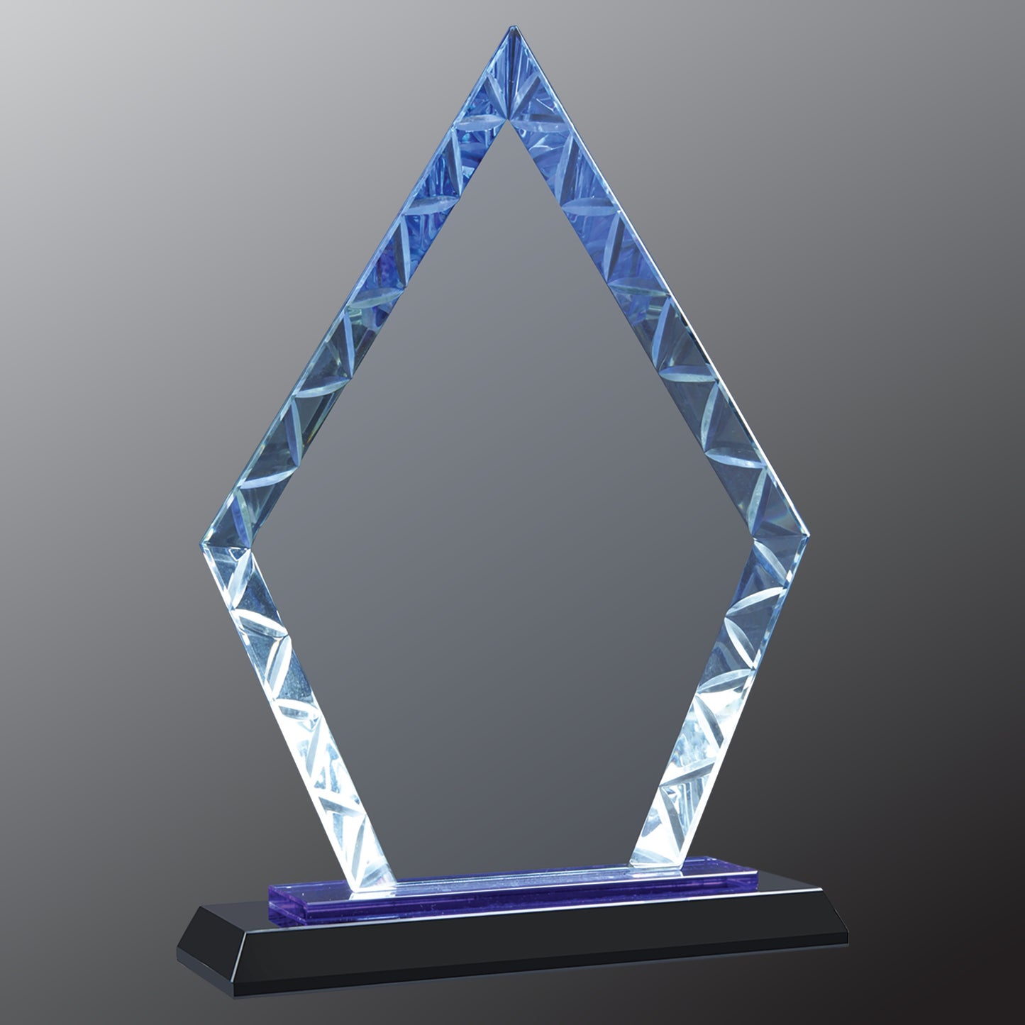 9" Clear Diamond Accent Glass on Blue & Black Base Award – item ACG13BU image 3