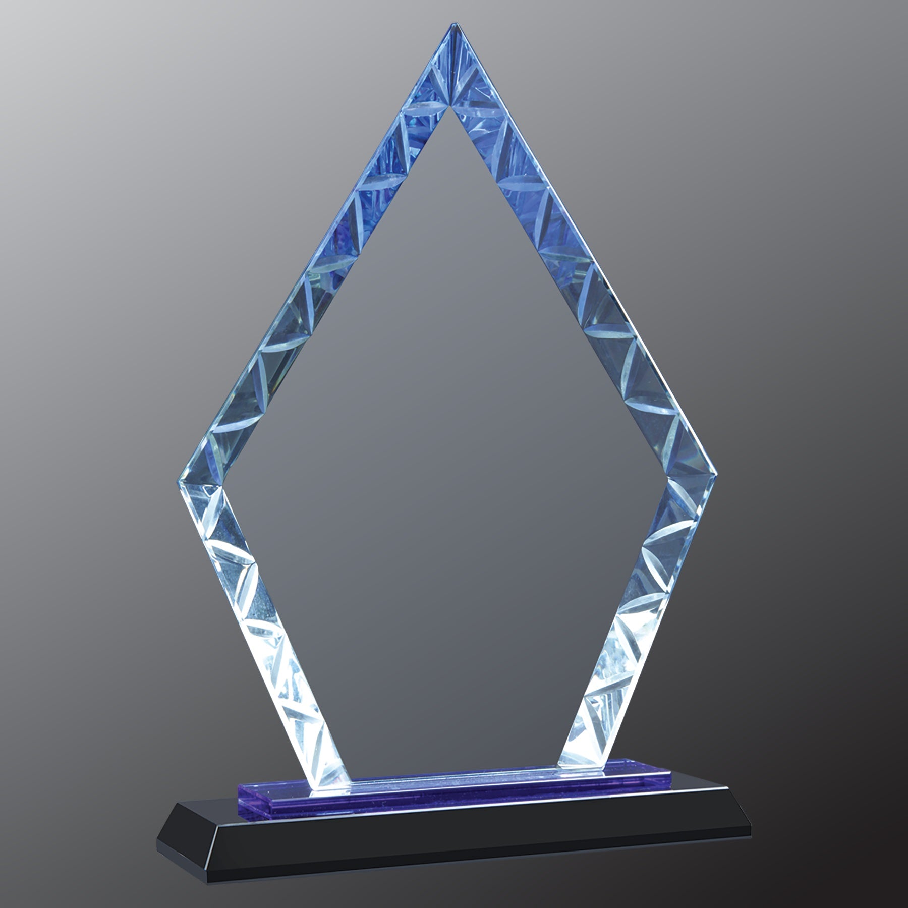 9" Clear Diamond Accent Glass on Blue & Black Base Award – item ACG13BU image 3