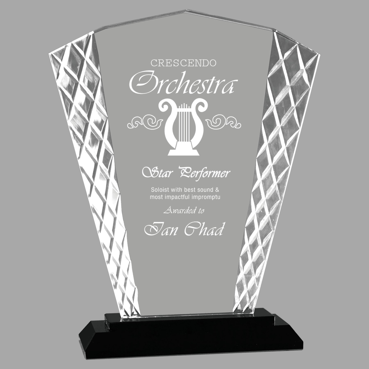 8" Fan Accent Glass on Black Base — ACG21
