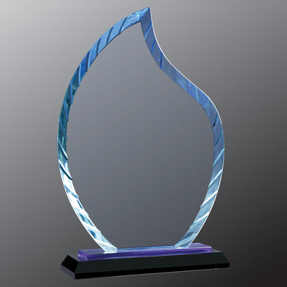 9.5" Clear Flame Accent Glass on Blue & Black Base Award – item ACG33BU image 3