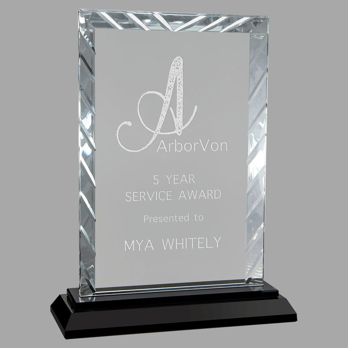 8" Rectangle Accent Glass on Black Base — ACG53