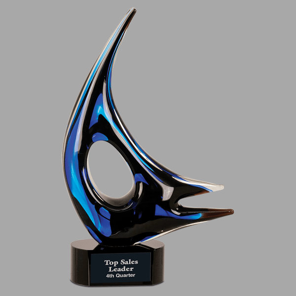 14.25" Blue Sail Art Glass Award – item AGS03