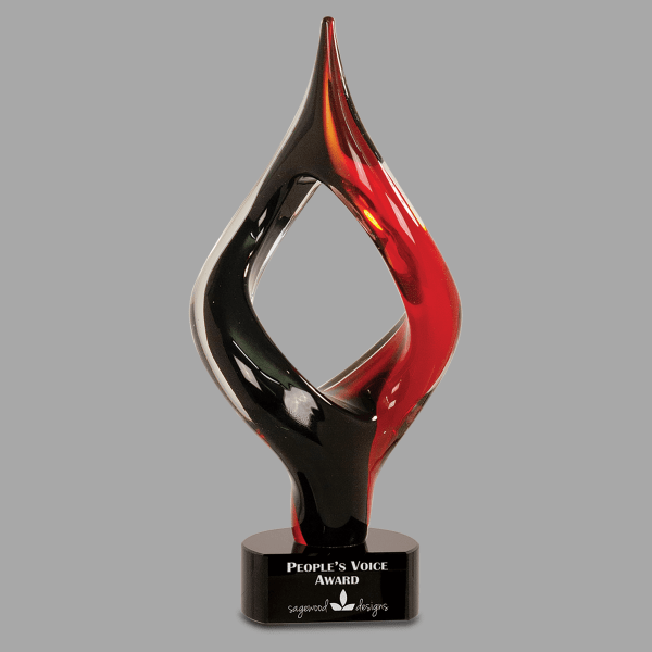 13.25" Red/black Twst Art Glass Award – item AGS04