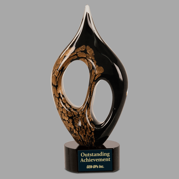 10.25 Black Gold Coral Artgl Crystal Award – item AGS05