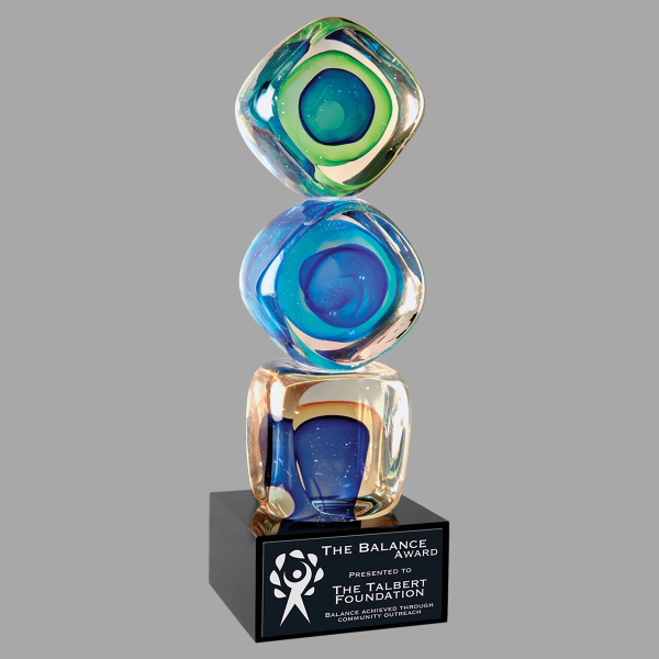 9.25" Stackd Blcks Art Glass Award – item AGS08