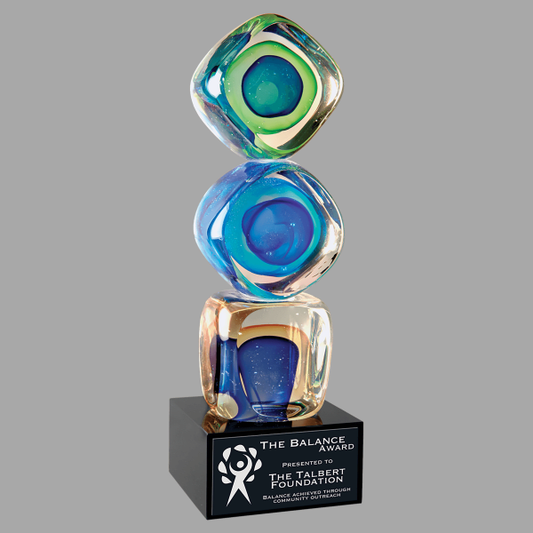 9.25" Stackd Blcks Art Glass Award – item AGS08
