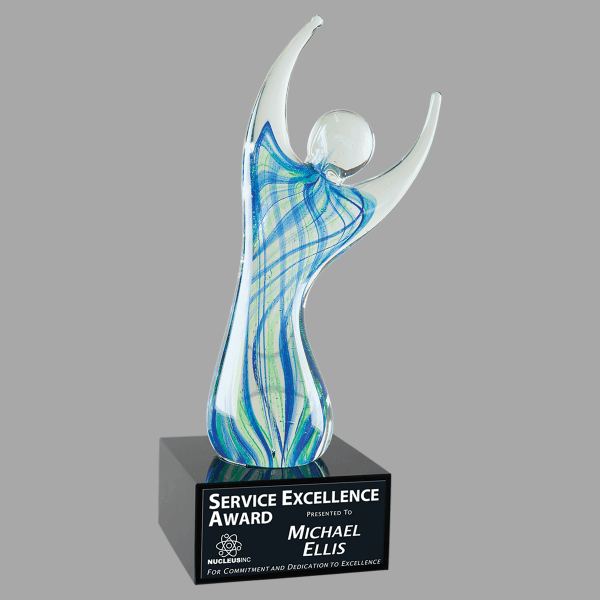 9" Raised Arms Art Glass Award – item AGS09