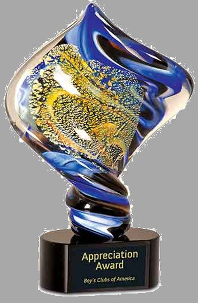 11" Diamond Twist Art Glass Award – item AGS13