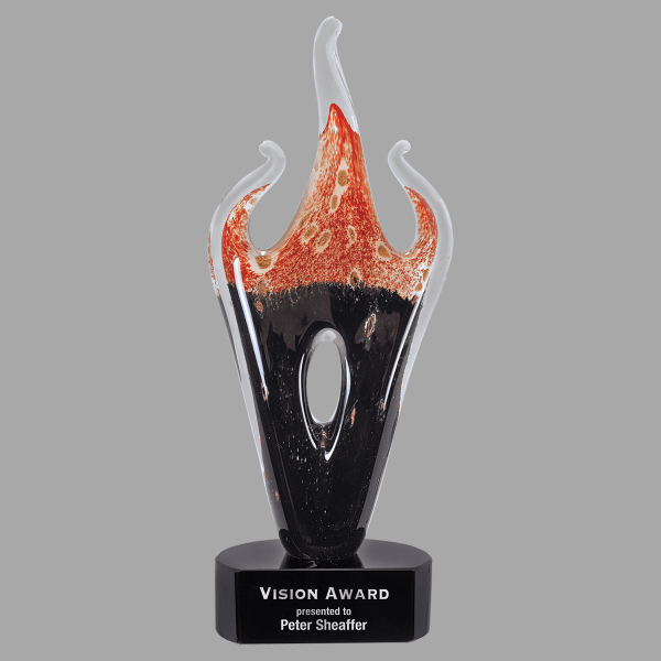 16" Red/black Flam Art Glass Award – item AGS15