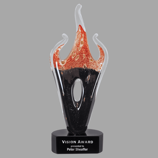 16" Red/black Flam Art Glass Award – item AGS15