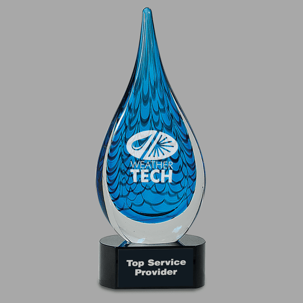 12.5" Blue Rain Drop Art Gl Crystal Award – item AGS19
