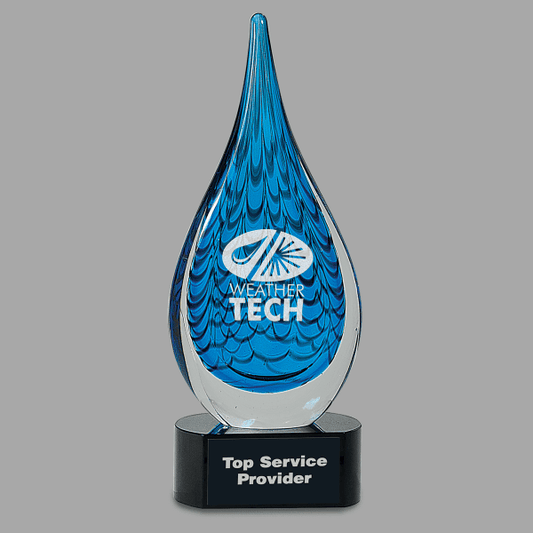 12.5" Blue Rain Drop Art Gl Crystal Award – item AGS19