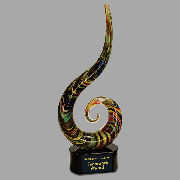 15.5" Color Swoop Art Glass Award – item AGS23