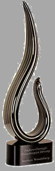 15" Black & Gold Curve Art Glass Award – item AGS25