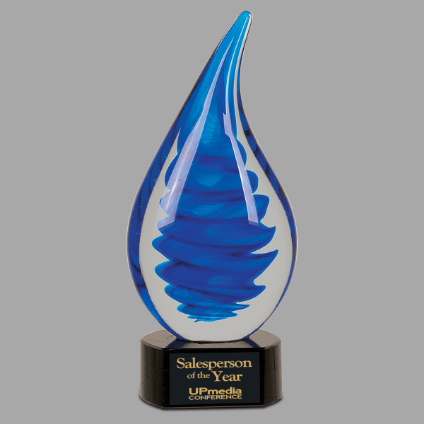 10.25" Blue Twist Rain Drop Crystal Award – item AGS27