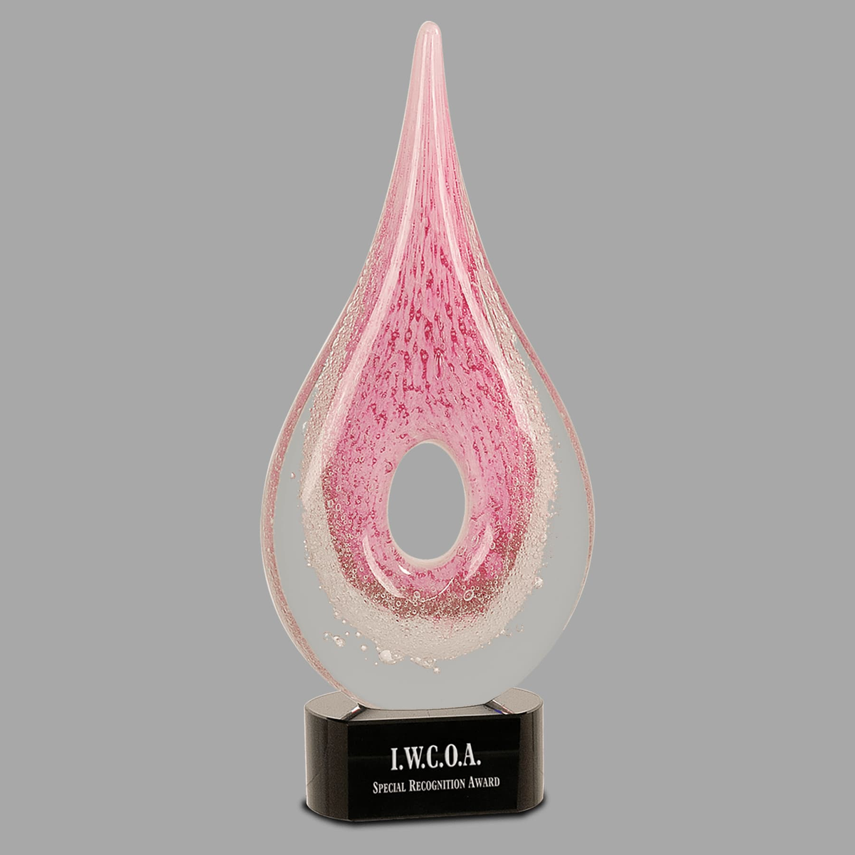 12" Pink Round Window Raindrop Art Glass — AGS28