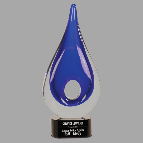 11.25" Blue Hole Rain Drop Crystal Award – item AGS29