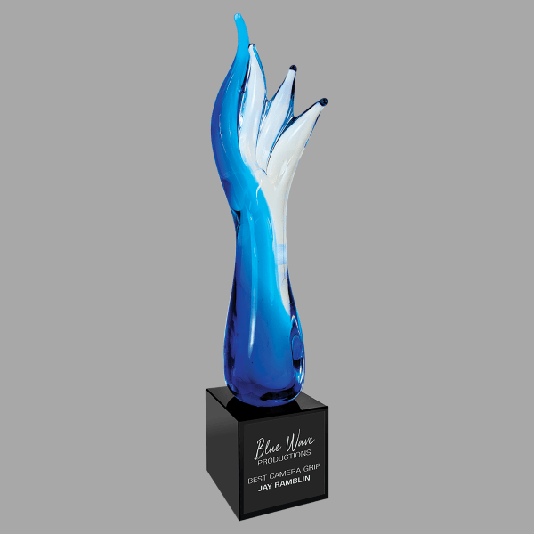 17" Blue Aspire Art Glass Award – item AGS45