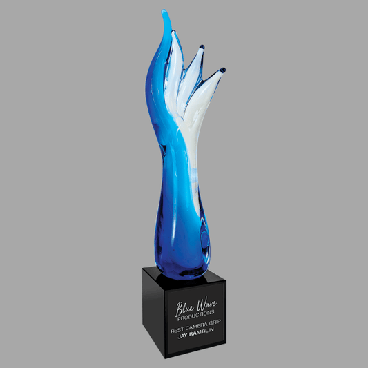 17" Blue Aspire Art Glass Award – item AGS45