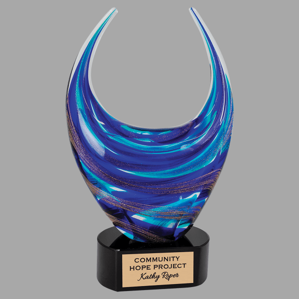12" Blue/gold Dual Rising Crystal Award – item AGS47