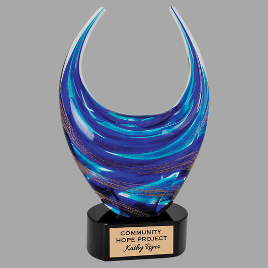 12" Blue/gold Dual Rising Crystal Award – item AGS47