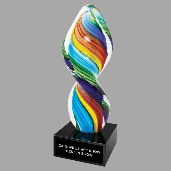 10.5" Rainbw Twist Art Glass Award – item AGS49