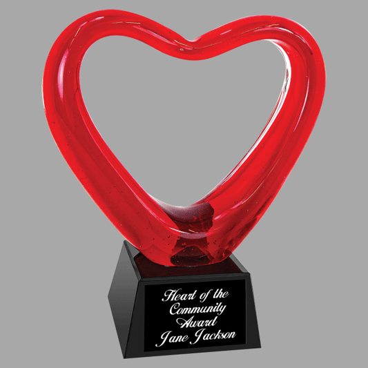 6.5" Red Heart Art Glass Award – item AGS50