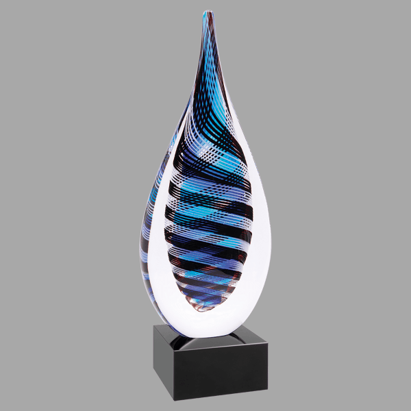 12" Blue/wht/black Twst Rndrp Crystal Award – item AGS54