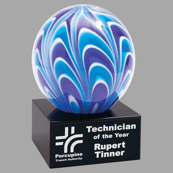 5" 2 Tone Blue/wht Sphere Crystal Award – item AGS55