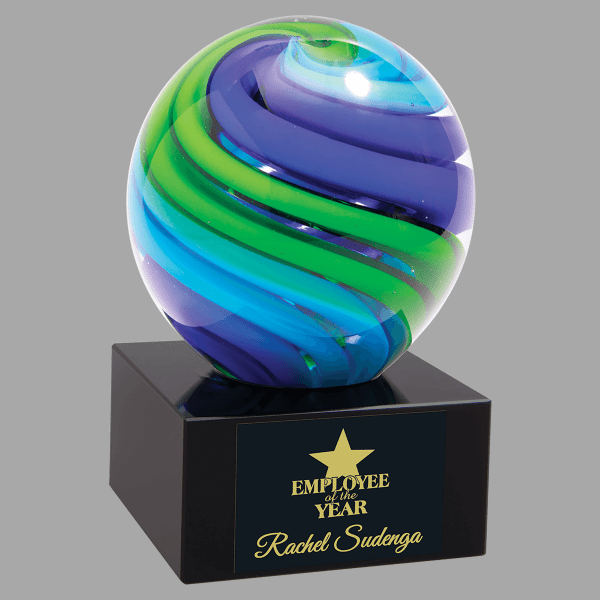 5" 2 Tone Blue/green Sphere Crystal Award – item AGS56