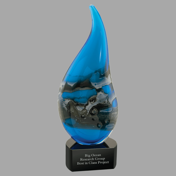11.5" Blue with Gry/wht Accnt Crystal Award – item AGS68
