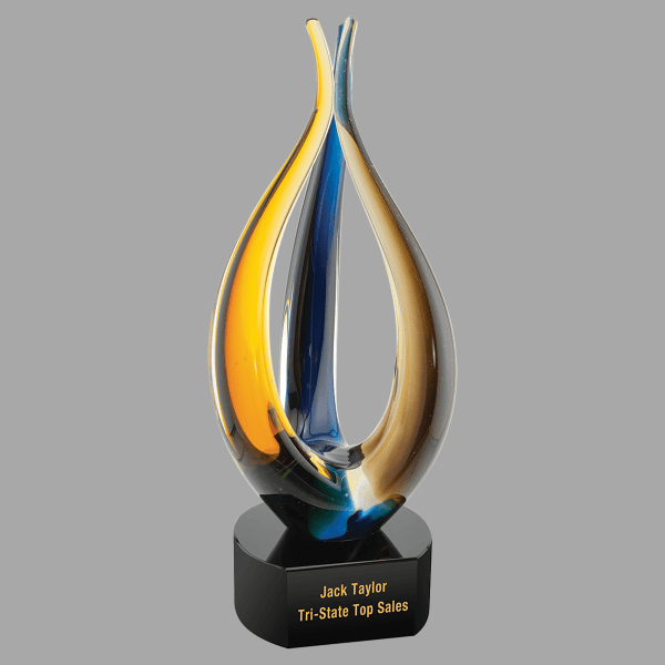 11.5" Blue/brwn Tri Rise Crystal Award – item AGS70