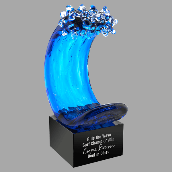 8.5" Blue Wave Art Glass Award – item AGS71
