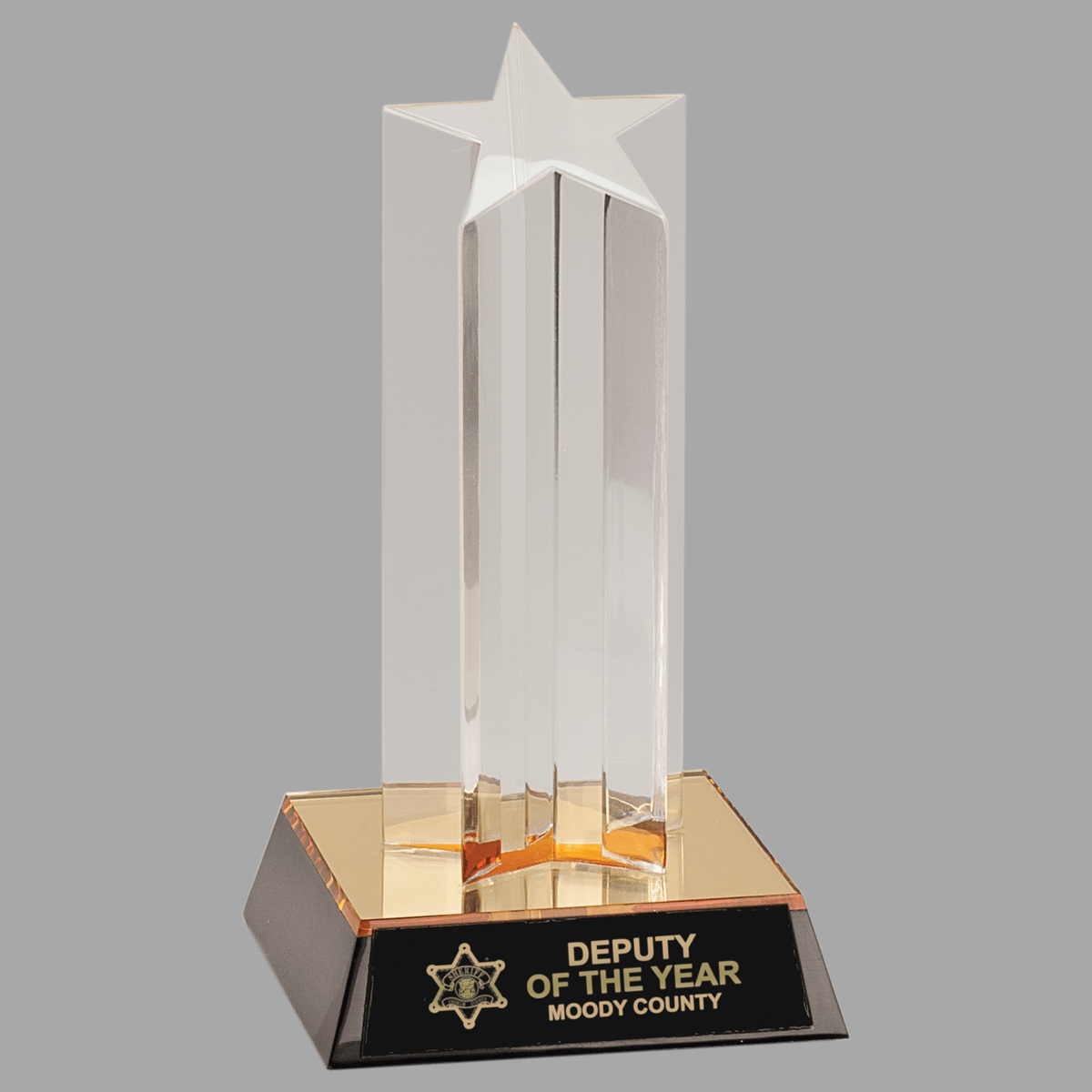 7" Clear Single Star Column Acrylic with Gold/Black Base — ASC7