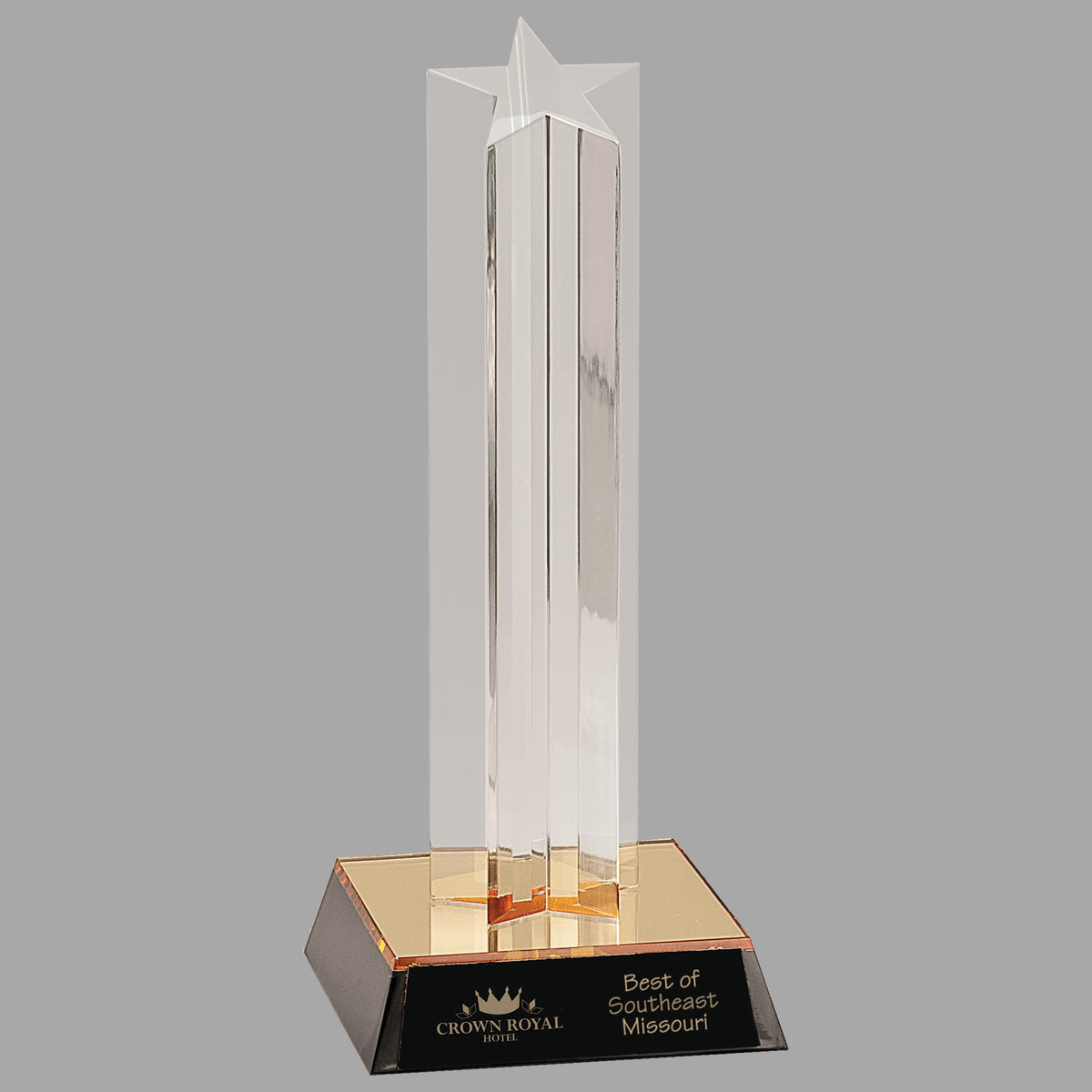 9" Clear Single Star Column Acrylic with Gold/Black Base — ASC9