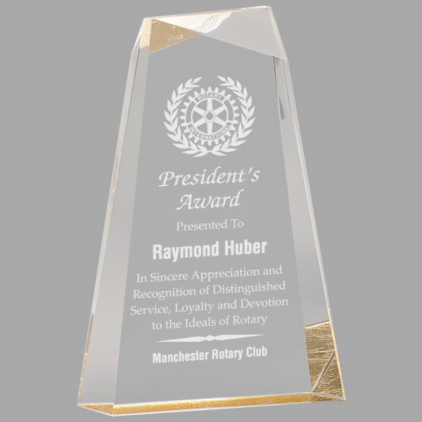 9" Acylic Facet Wedge Acrylic Award – item AWG9GD image 2