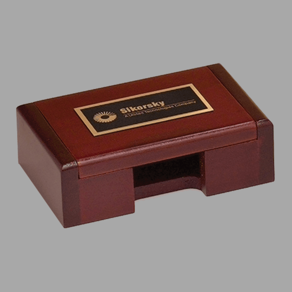 Rosewood Finish Business Card Box – item B425