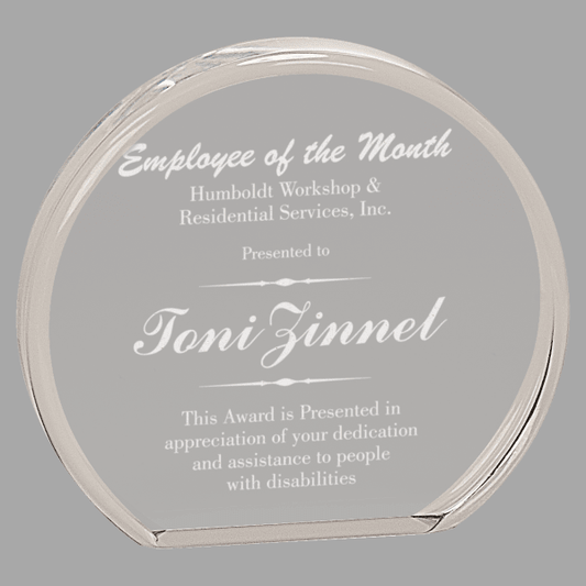 5" X 4.5 Clear Round Acrylic Award – item BAC012
