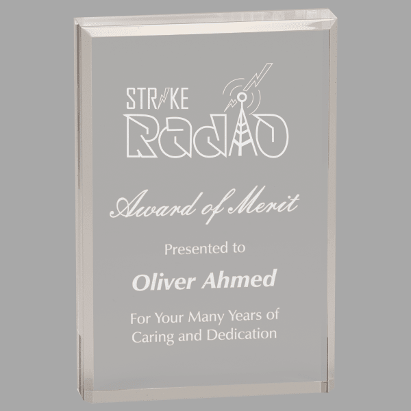 4" X 6 Clear Rectangle with Bevel Acrylic Award – item BAC021