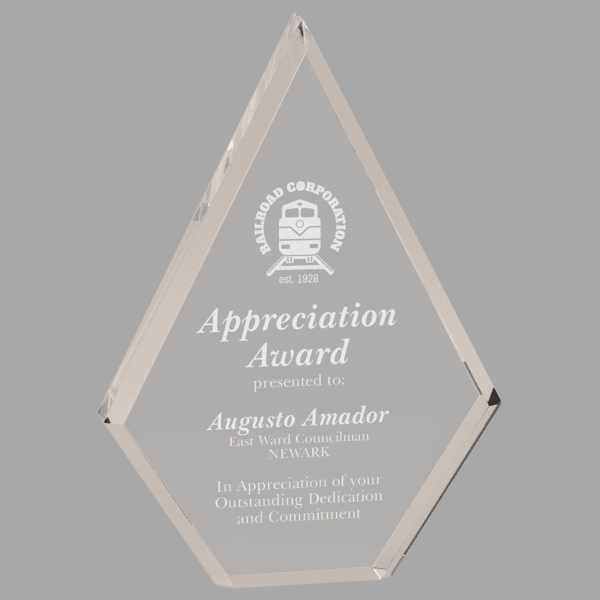5.75" X 8 Clear Diamond Acrylic Award – item BAC033
