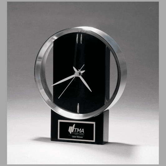 5.625" x 7.75" Black Quartz Clock Plaque – item BC1025