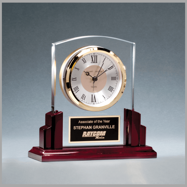 6.625" x 6.5" Rosewood Quartz Clock Plaque – item BC1028