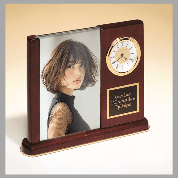 6.75" x 8.5" Rosewood Quartz Clock Plaque – item BC19