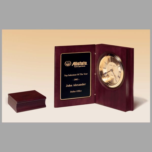 9" x 6.75" Black Quartz Clock Plaque – item BC57