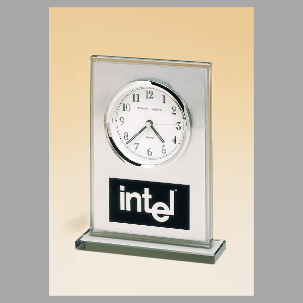 7.25" x 4.875" Black Quartz Clock Plaque – item BC65