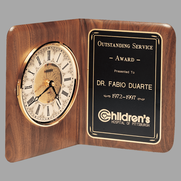 12.5" x 9.5" Walnut Quartz Clock Plaque – item BC8