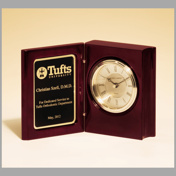 5.375" x 4.25" Rosewood Quartz Clock Plaque – item BC834
